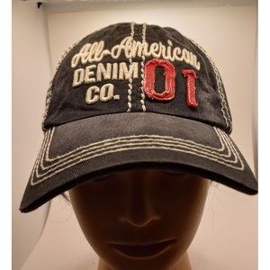 All American denim co Baseball Hat Golf Cap Buckle KBethos distressed